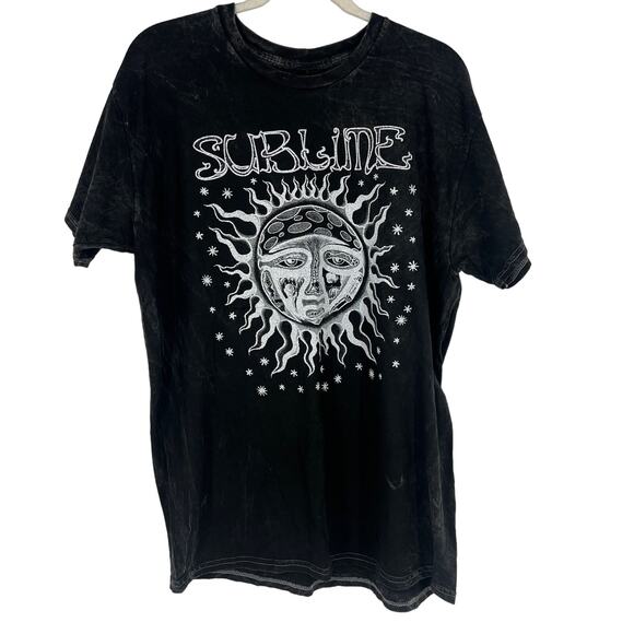 Officially Licensed Sublime Classic Sun T-Shirt Black Acid Wash Large NWOT - Picture 1 of 5